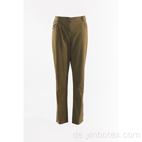 Damen Dark Khaki gerade Hose